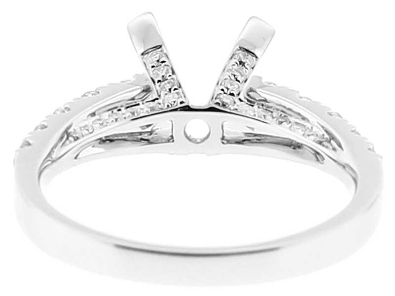 Semi Mount Engagement Ring with Prong Set Diamonds in 18k White Gold