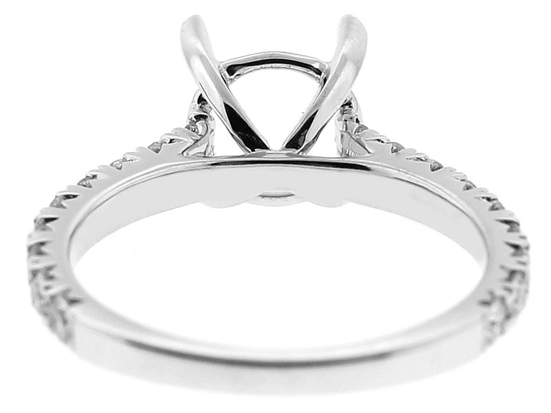 Semi Mount Engagement Ring with Diamonds in 18k White Gold