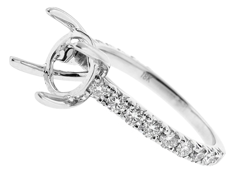 Semi Mount Engagement Ring with Diamonds in 18k White Gold