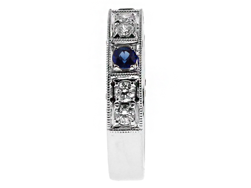 Sapphire and Diamond Vintage Style Ladies Ring in 18kt White Gold
