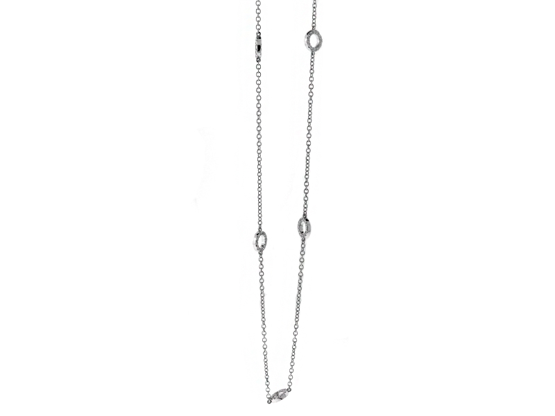 Diamond Open Circles on Chain Necklace in 18kt White Gold