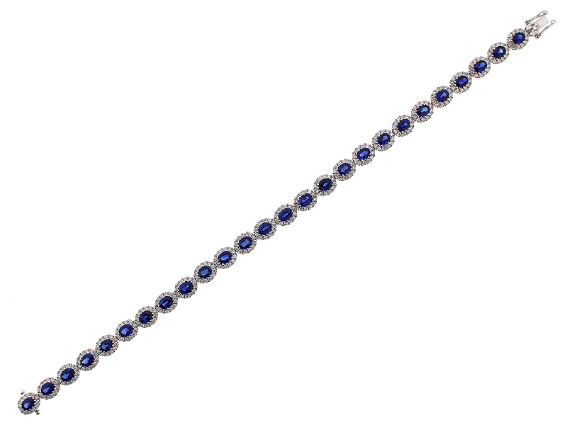 Sapphire and Diamond Tennis Bracelet in 18k White Gold