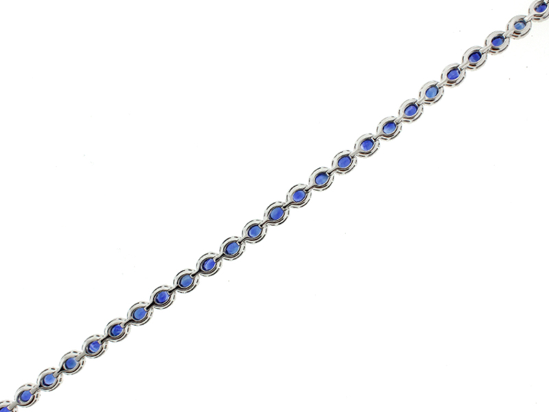 Sapphire and Diamond Tennis Bracelet in 18k White Gold