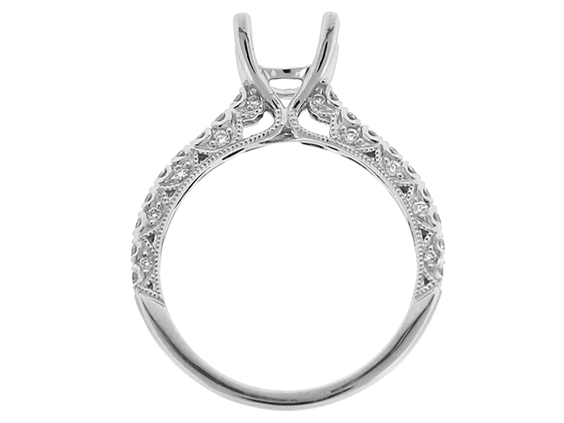 Semi Mount Engagement Ring with Single Row of Diamonds in 18k White Gold