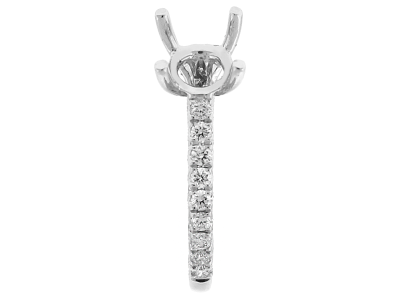 Semi Mount Engagement Ring with Single Row of Diamonds in 18k White Gold