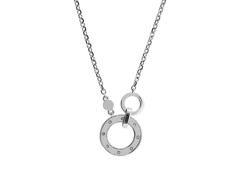 Interlocking Circle Necklace with Diamonds in 18k White Gold