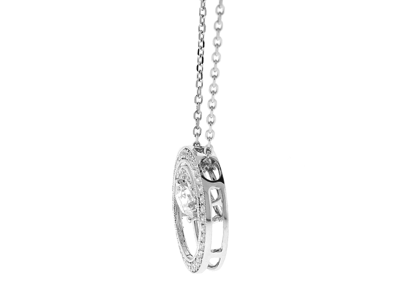 Double Circle Pendant with Diamonds in 18k White Gold