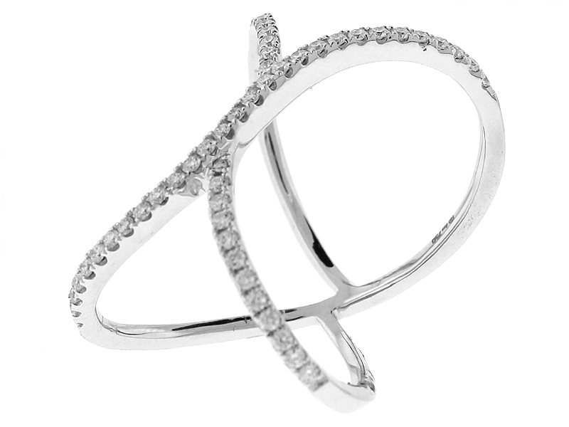 Crossover X Statement Ring with Diamonds in 18k White Gold