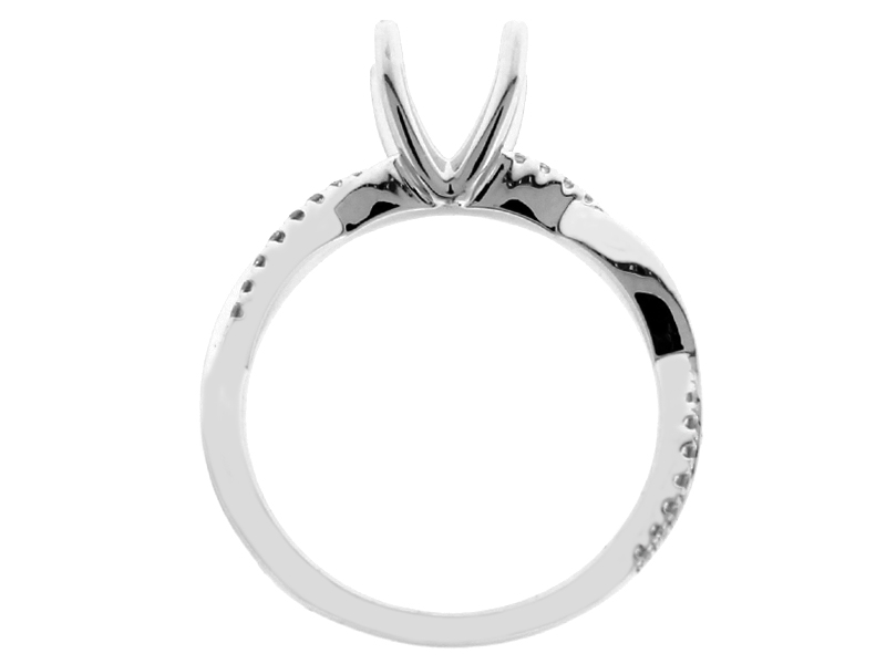 Twist Shank Diamond Engagement Ring in 18k White Gold - Semi Mount