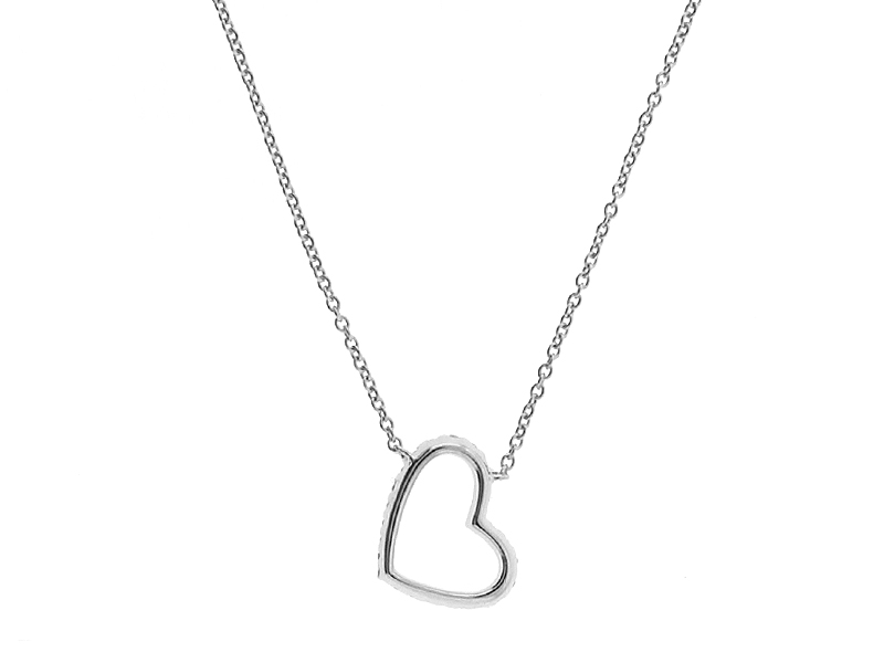 Diamond Heart Necklace in 18kt White Gold