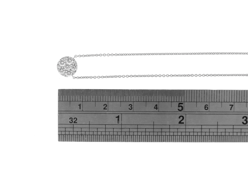 Diamond Necklace / Round Cluster Pendant - 18k White Gold Jewelry
