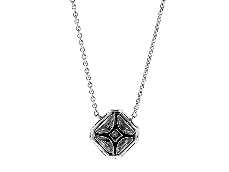 Cluster Necklace / Diamond Pendant - Halo Style - 18k White Gold Jewelry