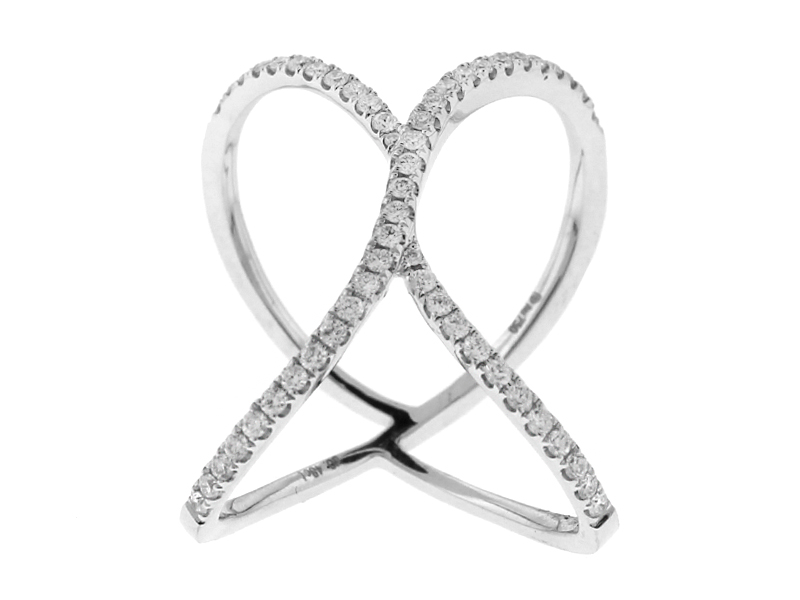 Crossover X Statement Ring with Diamonds in 18k White Gold