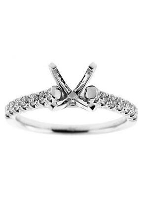 Single row Thin Semi Mount Diamond Engagement Ring