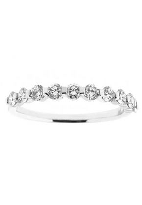 Channel Bar Band with 10 Round Diamonds Set in 18k White Gold