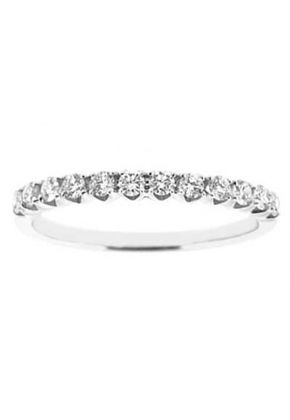 Micro Prong Set 12 Diamond Ladies White Gold Band (Stackable Ring)