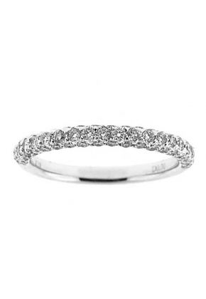 Three Side Micro-Pav?? Set Band with Round Diamonds in 18k White Gold (Stackable Ring)