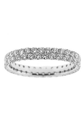 Double Row Eternity Band with Micro Prong Set Diamonds in 18k White Gold