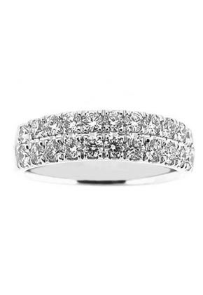 Double Row Band with Micro Prong Set Round Diamonds in 18k White Gold