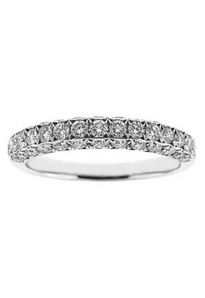 Triple Side Band with Pav?? Set Round Diamonds in 18k White Gold