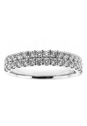 Double Row Band with Prong Set Round Diamonds in 18k White Gold