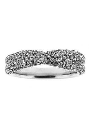 Crossover Band with Pav?? Set Round Diamonds in 18k White Gold