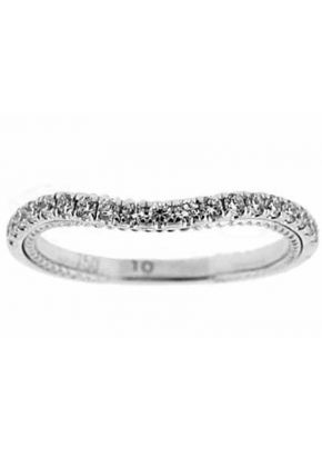 Curved Band with Engraved Side Profile and Micro-Prong Set Round Diamonds in 18k White Gold