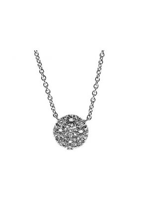 Round Diamond Cluster Necklace in 18k White Gold