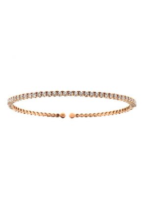 Bangle with Single Row of Micro-Prong Set Round Diamonds in 18k Rose Gold