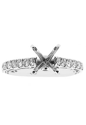 Single Row Micro Prong Set, Miligrained and Filigree Sides with Hidden Diamond Semi Mount 0.49ct Engagement Ring 18kt White Gold