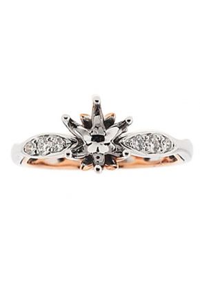 Two-Tone Six Prong Diamond Engagement Ring in 18k White and Rose Gold