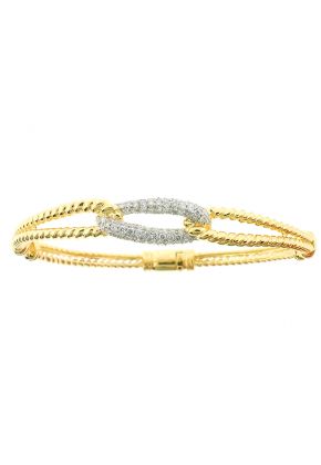 Rope Style Fancy Diamond Bangle in 18K Yellow Gold