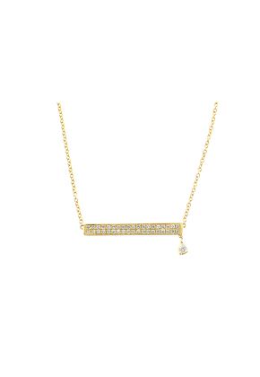 18K Yellow Gold Diamond Bar Necklace Pav?? & Prong Set