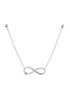 Diamond Infinity Necklace in 18K White Gold w/ Diamonds on the Chain