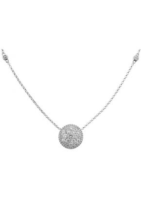 Diamond Round Necklace in 18K White Gold