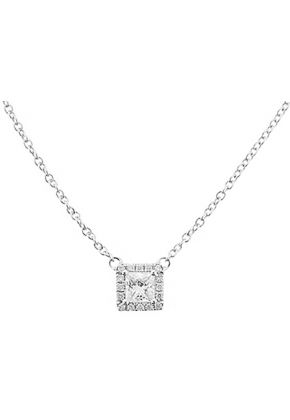 Diamond Necklace with Princess Cut Diamond Center in 18K White Gold