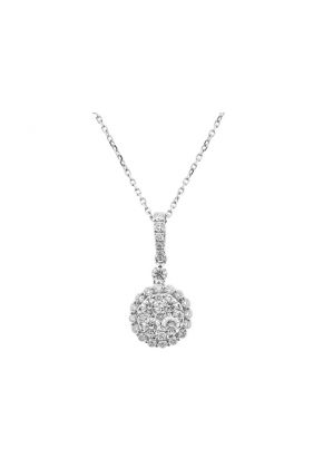 Flower Pendant with Round and Pear Shaped Diamonds Set in 18k White Gold