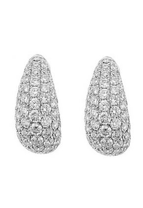 Curved Huggie Earrings with Pav?? Set Diamonds in 18k White Gold