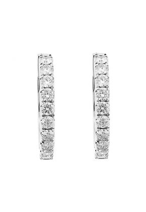 Hoop Earrings with Prong-Set Diamonds in 18k White Gold