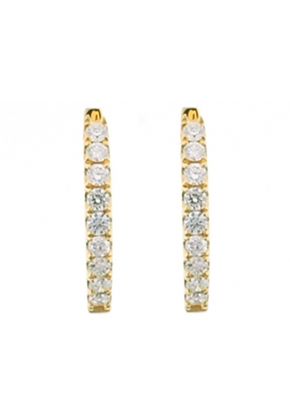 Hoop Earrings with Round Diamonds Set in 18k Yellow Gold