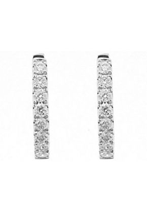 Hoop Earrings with Round Diamonds Set in 18k White Gold