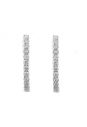 Huggie Earrings with Round Diamonds Set in 18k White Gold
