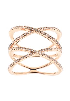 Open Crossover Ring with Intersecting Rows of Diamonds in 18k Rose Gold