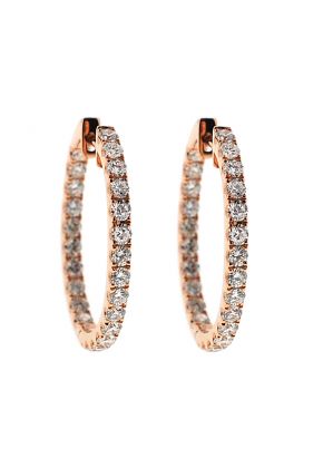 Inside Out Hoop Earrings with Round Diamonds Set in 18k Rose Gold