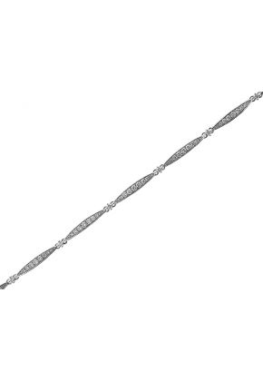 Bracelet with Graduated Sets of Round Diamonds Linked in 18k White Gold