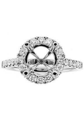 Round Halo Semi-Mount Engagement Ring with Diamonds Set in 18k White Gold