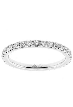 Single Row Eternity Band with Diamonds Set in 18k White Gold