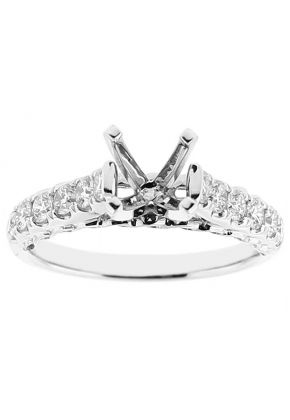 Semi-Mount 4 Prong Engagement Ring with Braided Design and Diamonds Set in 18k White Gold