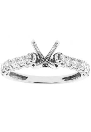 Semi Mount 4 Prong Engagement Ring with a Braided Design and Diamonds Set in 18k White Gold