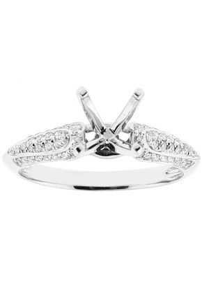 Semi Mount Knife Edge Engagement Ring with Triple Side of Micro-Pav?? Set Diamonds in 18k White Gold